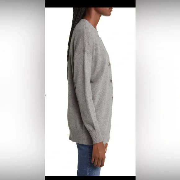 Madewell V-Neck Merino Wool blend  Relaxed Cardigan Heather Pewter, size M - Picture 9 of 11